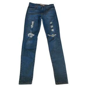 Levi’s 720 High rise super skinny medium wash distressed jeans